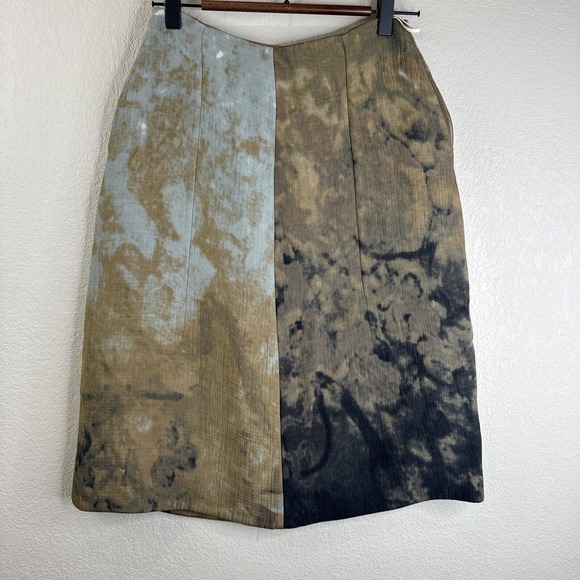 Marni Skirt Women 38 Viscose Silk Green Rust Tye Dye‎ Knee Length - Picture 1 of 14